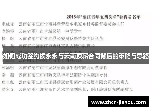 如何成功签约侯永永与云南顶薪合同背后的策略与思路
